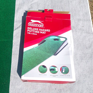 Slazenger Deluxe Hazard Putting Mat Golf Practice Aid w/ Automatic Ball Return