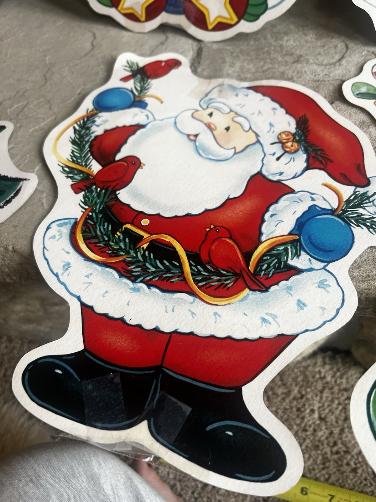 90s Vintage Christmas Wall Paper decoration Die Cuts Lot Of 6