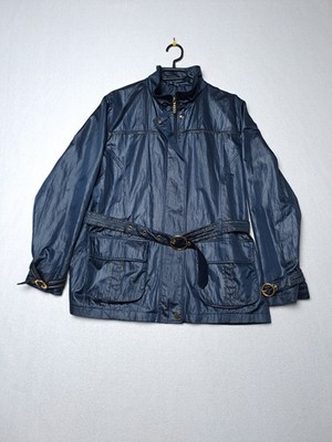 Facit Damen leichte wasserdichte Jacke verstellbarer Gürtel Gr. L blau