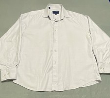 David Donahue Trim 100% Cotton Blue Windowpane Dress shirt 16.5 / 32/33