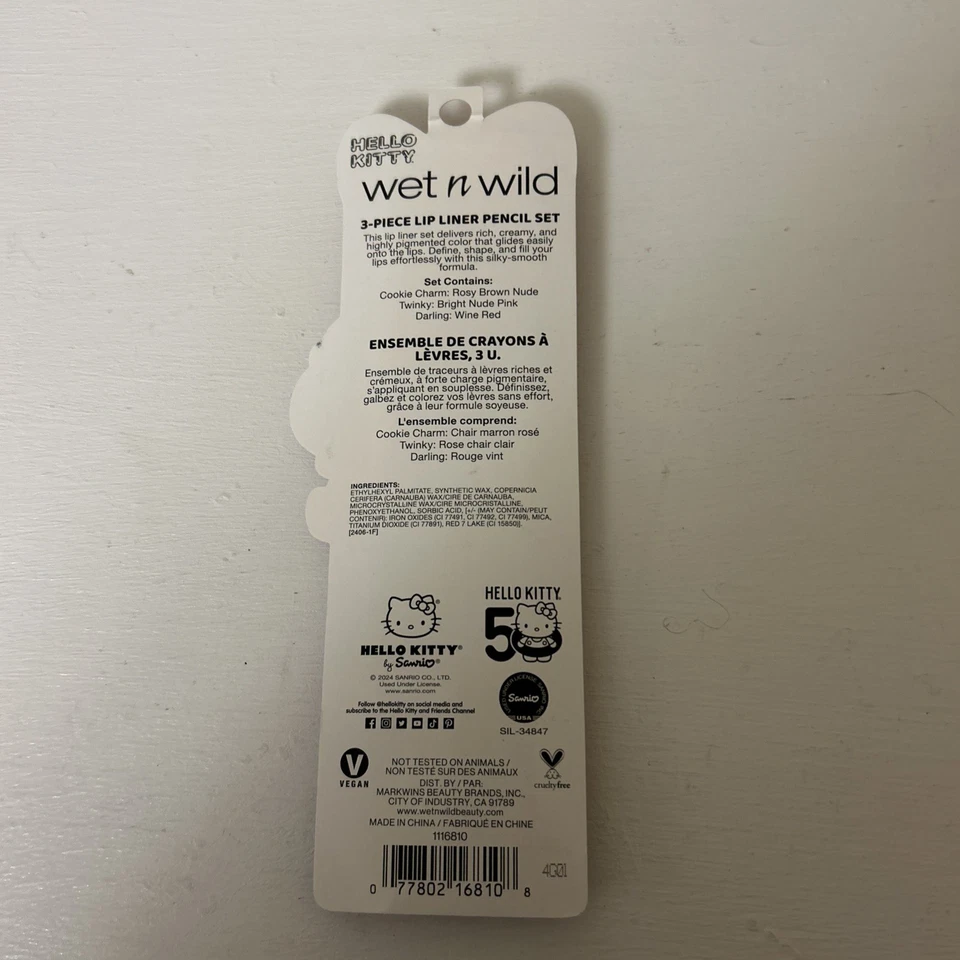 wet n wild Hello Kitty 3-Piece Lip Liner Pencil Set, Lip Defining Silky Smooth - Image 2 of 2