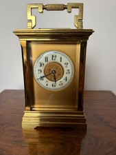 Antique French Large  Brass Carriage Clock  & Key Excellent condition