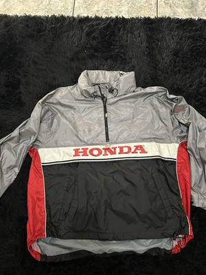 #ad VTG Fox Racing Honda 1 2 zip nylon anorak pullover hooded windbreaker jacket XL $89.00