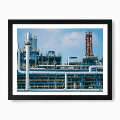 Gerahmtes Wandbild Poster Leinwanddruck Bild Industrielle Raffinerie oder Chemie Pla