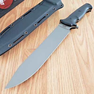 APOC Wallace Bowie Fixed Knife 9'' Full Tang D2 Tool Steel Blade Gray G10 Handle