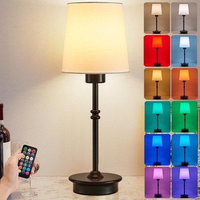 Rechargeable Cordless Table Lamp, Black Battery Operated Desk Lamps with Deta...