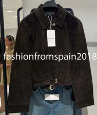 ZARA NEW WOMAN 100% LEATHER SHORT JACKET DARK BROWN XS-XL 8073/254/716
