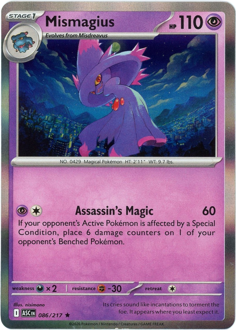Mismagius (Holo) 086/217 - Ascended Heroes ASC - Pokemon - NM/M English