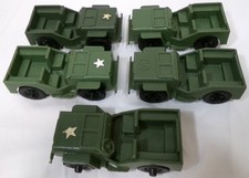Vintage Tim-Mee Toys 5 Plastic Green Army Jeep Lot 5" Long See Description