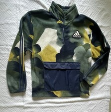 Adidas Camo Fleece with Front Pocket Quarter Zip Boys Youth Large 18/20