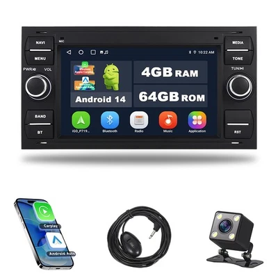 Carplay Android 14 4+64G Autoradio GPS NAVI KAM Für Ford Focus Transit MK7 S-Max - Bild 1 von 4