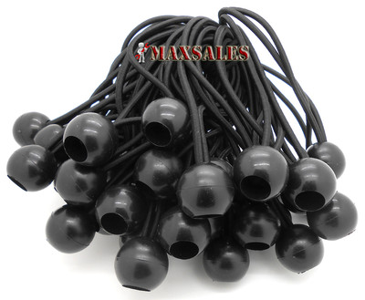 (100) 6'' BLACK Ball BUNGEE Cord Tarp Bungee Tie Down Strap Bungi Canopy Straps