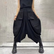 Summer Baggy Womens Drop Crotch Pants Loose Gothic Wide Leg Breathable Trousers