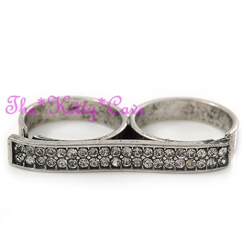 Inhabituel Souteneur Bandit Rappeur Punk 2-Doigts, Swarovski Glace Cristal Bague - Imagen 15 de 21
