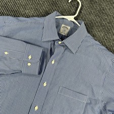 Brooks Brothers Shirt Mens 16 Blue Striped Long Sleeve Button Up Casual Regent