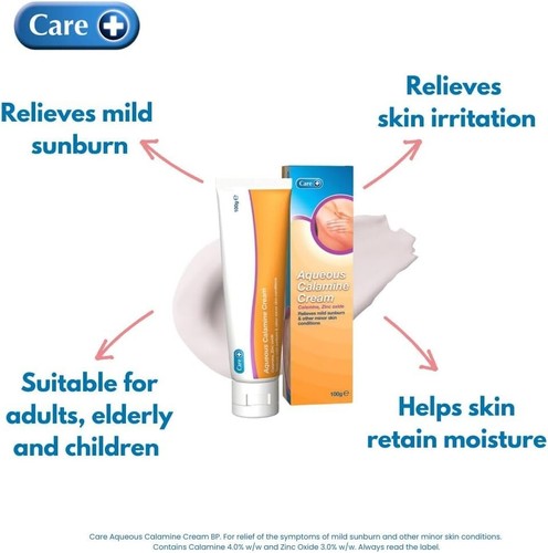 Care Aqueous Calamine Cream, Sunburn Relief, Soothing Itch Relief Cream, 100g UK - Picture 3 of 5