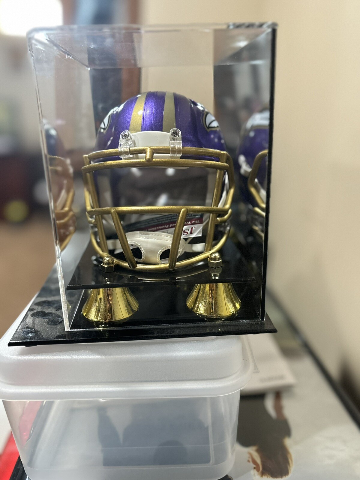 🔥 Justin Tucker Signed Mini Helmet And Authenticated 🔥*Glass Case Inluded*
