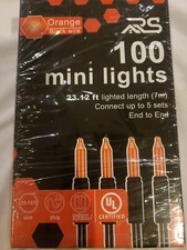 100 Mini Incandescent Orange Lights on Black Cord 23.12" 7m 