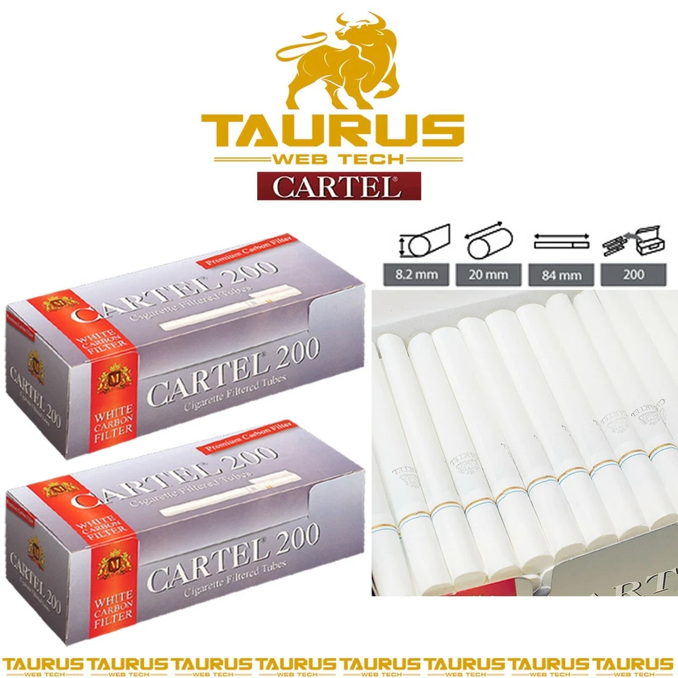 4000 x CARTEL WHITE CARBON Filter TUBES Tips Paper Smoking Cigarette Tobacco UK