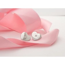 Real Sterling Silver Heart Earrings CZ Stones, Hypo Allergenic, Stamped 925