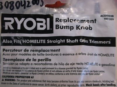 308042003 Ryobi Bump Knob LH Thread-Fits Homelite Straight Shaft Gas Trimmers
