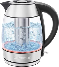 Chefman Glass Electric Kettle with Tea Infuser, Keep Warm, 1.8L 1500W 