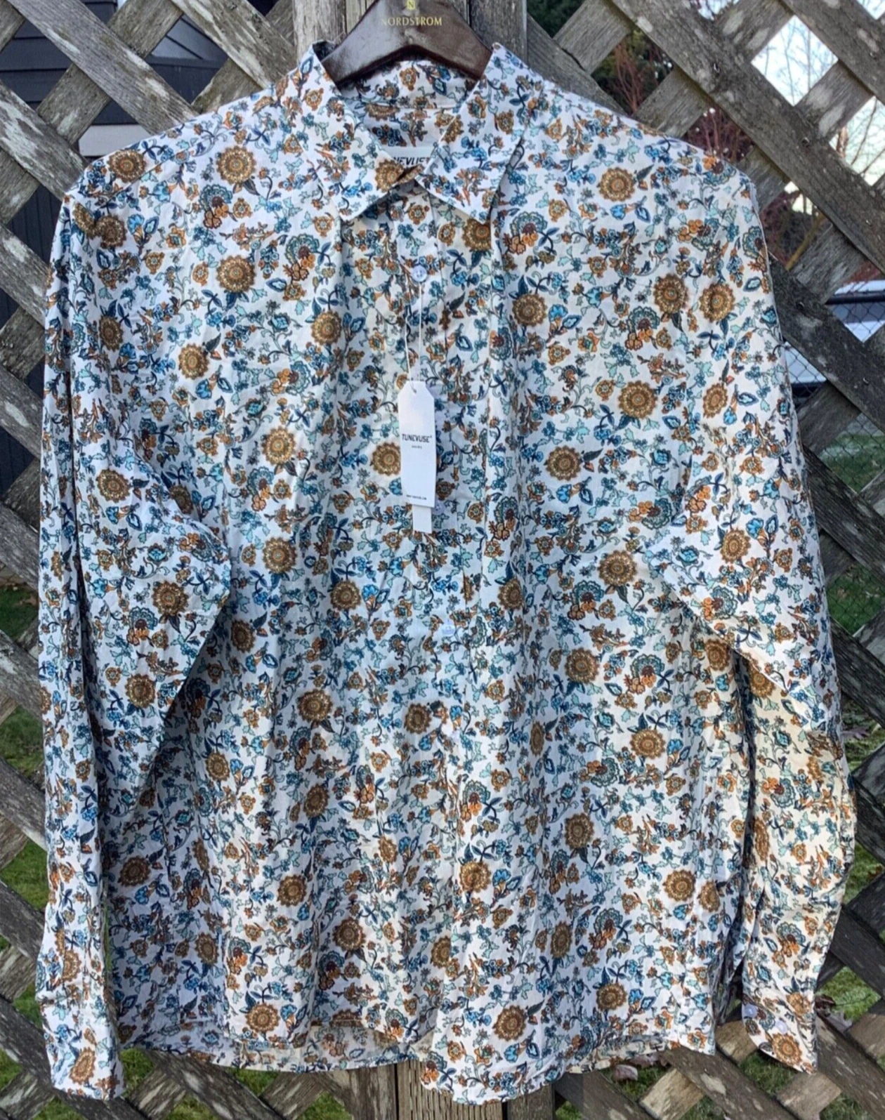 TUNEVUSE MEN'S MULTI-COLORED FLORAL BUTTON DOWN LONG SLEEVE SHIRT SIZE XL