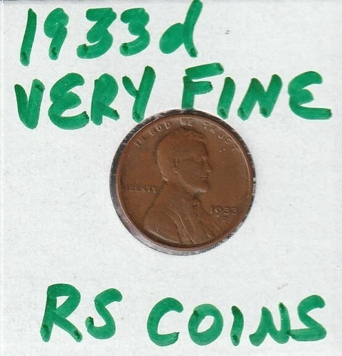 1933D  VERY FINE  LINCOLN CENT  VERY FINE  1933 D  / RS COINS  #5193  FREE SHIP