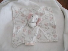 Blankets and Beyond White Elephant Baby Security Blanket Pink Grey Lovey Nunu