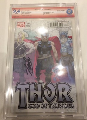 Thor: God of Thunder #1 Design Variant CBCS 9.4 Signed by Stan Lee Unpressed!