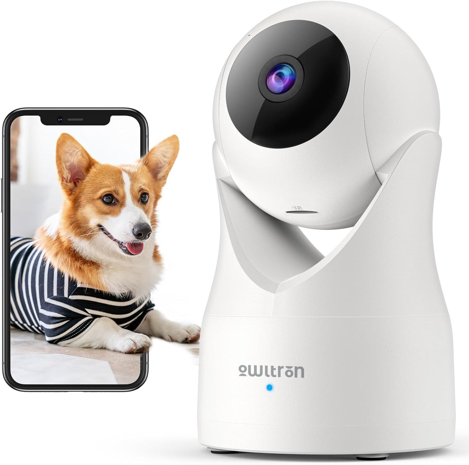 owltron Indoor Security Camera 2K, 360° Cameras for Home 2K-1 Pack, White