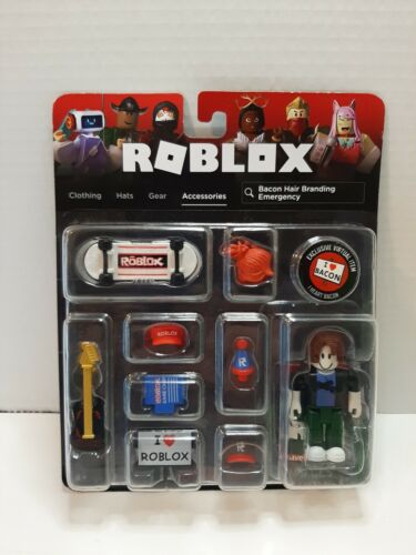 Roblox Avatar Shop BACON HAIR BRANDING EMERGENCY Toy Figure w/I HEART BACON  Code