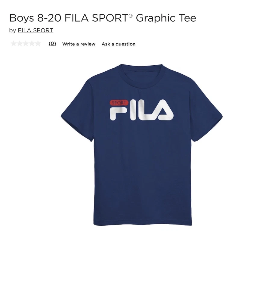 Fila SPORT молодежи большой логотип коротким рукавом королевский синий/белый футболка размер большой - Изображение 2 из 2