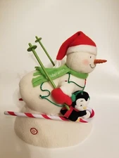 Hallmark Plush Sound Light Motion 2012 Skiing Animated Snowman Swooshin Duo