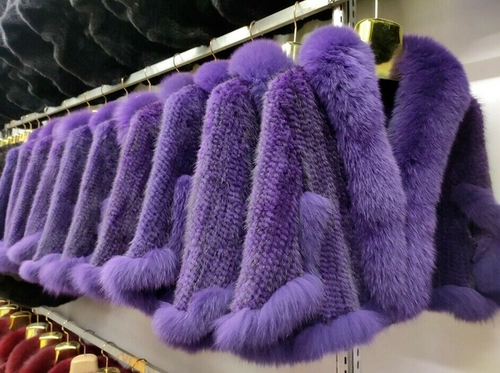 100% Real Genuine Hand Knitted Mink Fur Fox Collar Cape Stole Shawl Scarf Coat - Picture 39 of 43