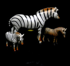 Lot of 3 Zebras Animal Toys Largest is 7" Long