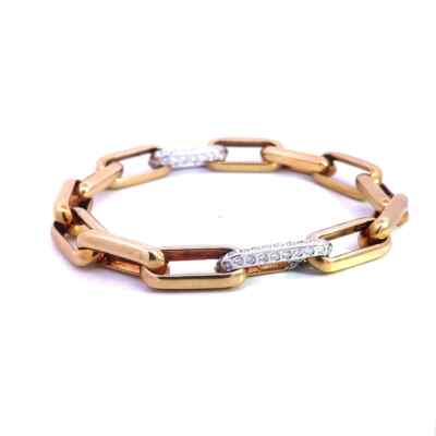 Gavello Diamond Gold Bracelet 18k Large Oval Link Chain