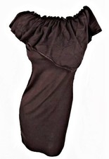 BLACK STRETCH OFF THE SHOULDER PENCIL DRESS, LOOK, SIZE UK 8 OR 12, LD156