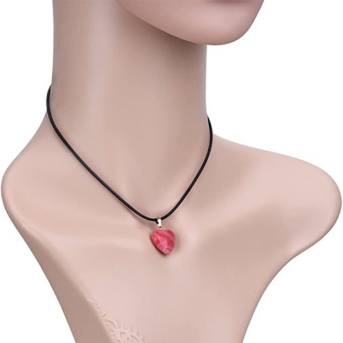 6-30xHeart Gemstone Natural Quartz Crystal Healing Chakra Stone Pendant Necklace - Picture 10 of 14