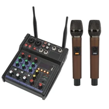 4 Channel Mixer, USB DJ Mixer, Compact Studio Mixer Small Stereo Mixer with 2...