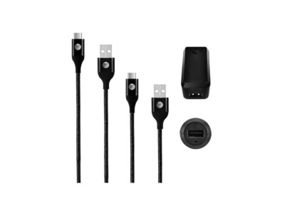 AT&T Power Bundle Type C Car (10W) + Wall Charger (12W) with Two USB-C Cables