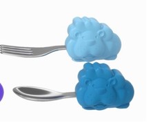 Lion Stainless Steel Spoon  Fork Set for Babies/Toddlers Blue - A0003