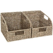 2 Pack Handwoven Wicker Storage Baskets for Organizing with Built-in Handles