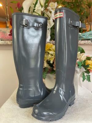 Hunter Womens Original Tall GLOSS Rain Boots BLACK SIZE UK 6/ US 8