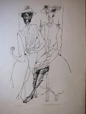 Hanno Edelmann, 1923 - 2013 Hamburg . " Girlfriends " 1962 . Large format signed