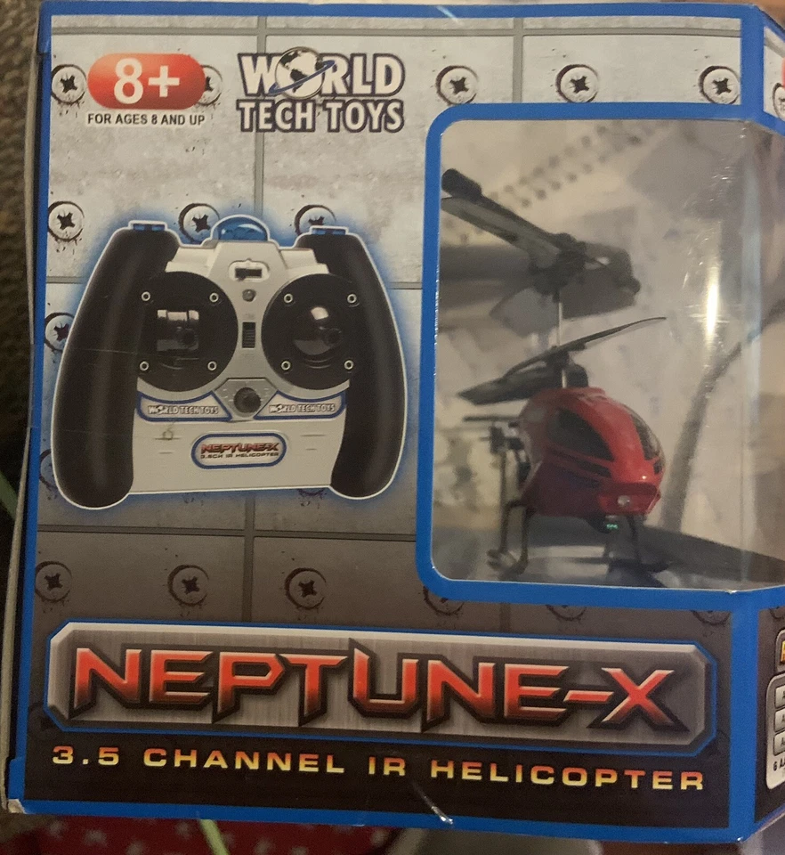 NIB World Tech Toys Neptune-X 3.5 Channel IR Red Helicopter - Image 2 of 2