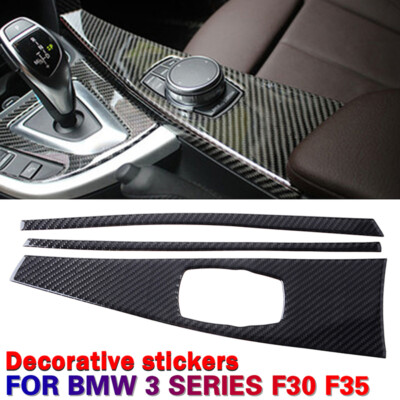 Real Carbon Fiber Central Console Multimedia Panel Cover Trim For BMW F30 F35