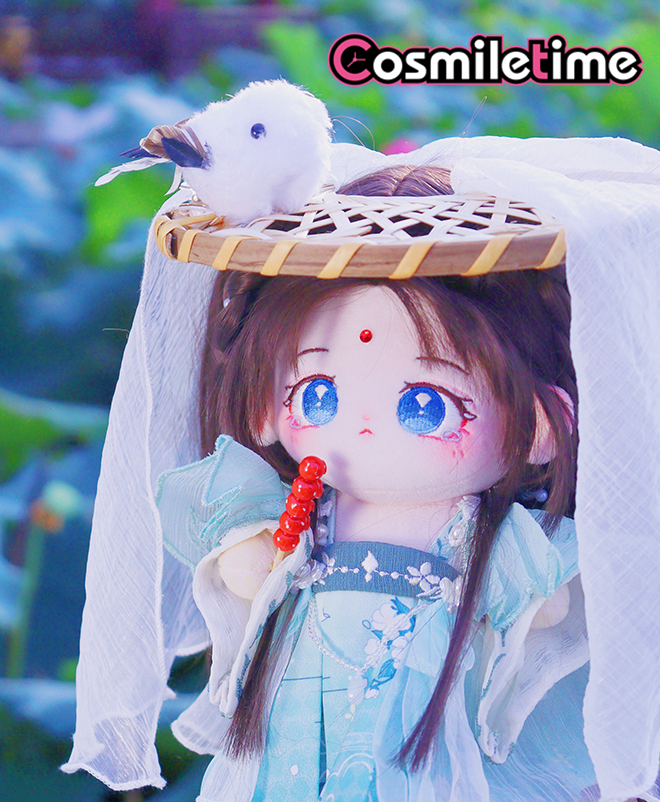 Plush 20cm Doll Ancient Hanfu Skirt Clothes Clothing Bamboo Hat Dress Up  Cosplay