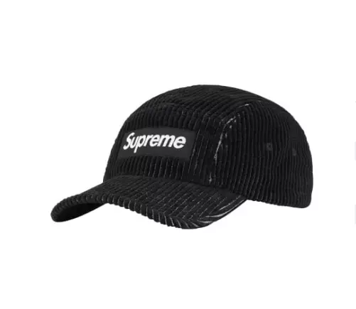 Supreme 2 tons casquette de camp corduroy noire SS23 authentique boîte neuve logo streetwear