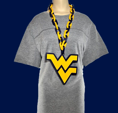 West Virginia University Mountaineers Big Logo Fan Chain Necklace Ncaa College